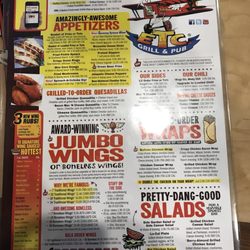 Wings Etc - Big menu with many choices
