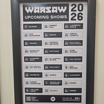 Warsaw - Warsaw 2026 Shows / Concerts - Music Venues Near Me - Brooklyn, New York