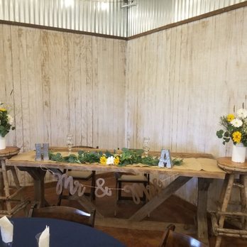 Two Pines Venue - Murphree Ranch: bride and groom's table - Venues & Event Spaces Near Me - Walters, Oklahoma