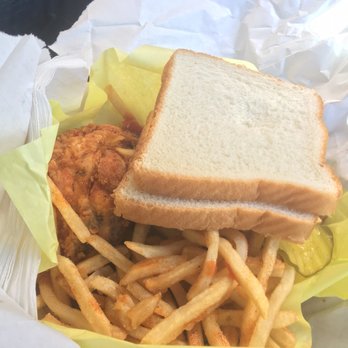 Henderson Chicken - 3 piece with fries and peppers/pickles. - Southern Near Me - Dallas, Texas Henderson Chicken - 3 piece with fries and peppers/pickles. - Southern Near Me - Dallas, Texas