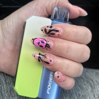 Morningside Nail Bar - Pink Halloween inspired nails - Nail Salons Near Me - Atlanta, Georgia