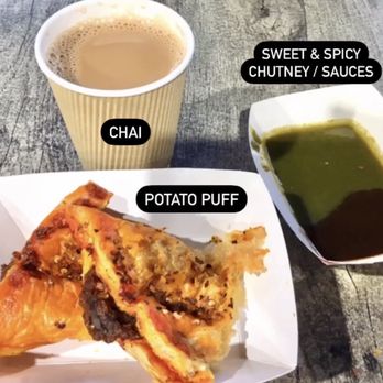 Namaste Spiceland - Small Chai 8 oz Potato puff - Vegetarian Near Me - Thousand Oaks, California Namaste Spiceland - Small Chai 8 oz Potato puff - Vegetarian Near Me - Thousand Oaks, California