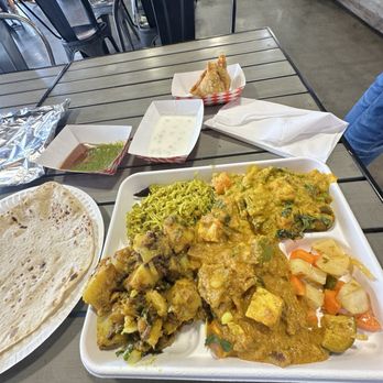 Namaste Spiceland - Paneer tika, eggplant, rice, veggies - Indian Near Me - Pasadena, California