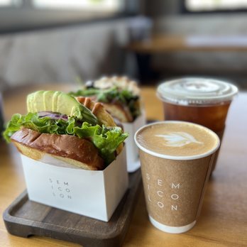 Semicolon Cafe - Avocado Sandwich with flat white - Sandwiches Near Me - Chantilly, Virginia Semicolon Cafe - Avocado Sandwich with flat white - Sandwiches Near Me - Chantilly, Virginia