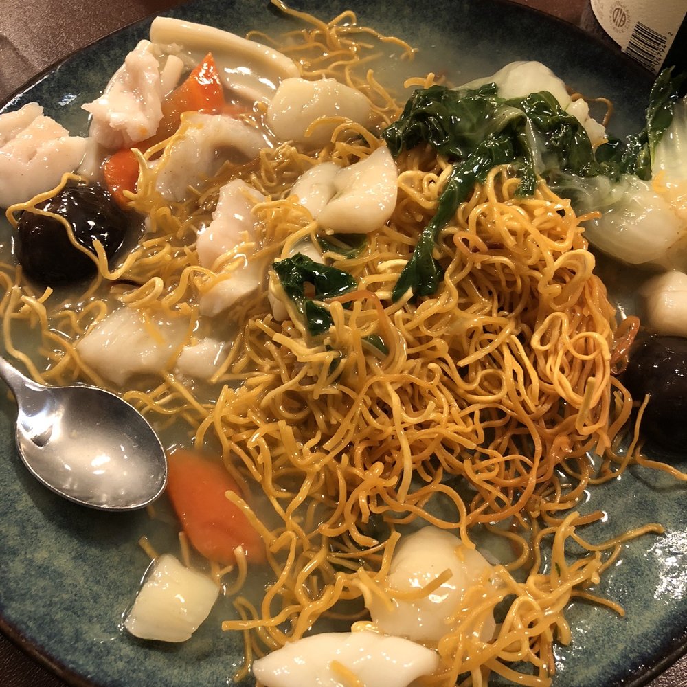 King Wah - Seafood pan fried noodles - This was take out cause me and my niece and nephew were too full to eat In restaurant - Dim Sum Near Me - Pleasanton, California King Wah - Seafood pan fried noodles - This was take out cause me and my niece and nephew were too full to eat In restaurant - Dim Sum Near Me - Pleasanton, California