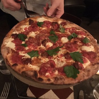 Barano - 'Nduja pizza (their most popular pizza) that you cut with scissors! - Pizza Near Me - Brooklyn, New York