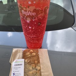 Hy Vee - Big red cream soda for $1 and hot white cho macadamia cookie to go with it