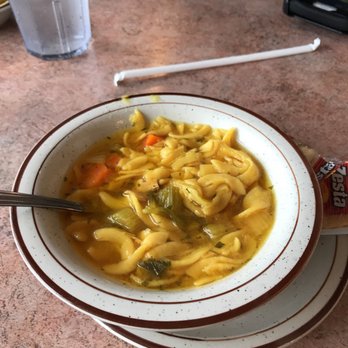 Sweetberries Cafe - Chicken noodle soup comes with sandwich - New American Near Me - Sherman, Texas