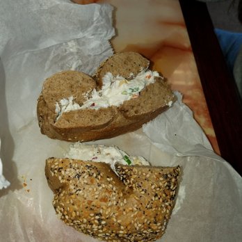 Bagels & Brew - Everything whole wheat with everything cream cheese - Bagels Near Me - Astoria, New York Bagels & Brew - Everything whole wheat with everything cream cheese - Bagels Near Me - Astoria, New York