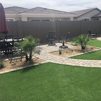 Frank And Son Landscaping - Back yard with turf, pavers and plants. - Landscaping Near Me - Buckeye, Arizona Frank And Son Landscaping - Back yard with turf, pavers and plants. - Landscaping Near Me - Buckeye, Arizona