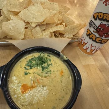Torchy's Tacos - Green Chile Queso & Chips - Tex-Mex Near Me - Woodlands, Texas
