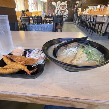 Ninja Ramen - A10 Shrimp Tempura (5pc) and R3 Creamy Broth Chicken Ramen - Ramen Near Me - Arlington, Texas