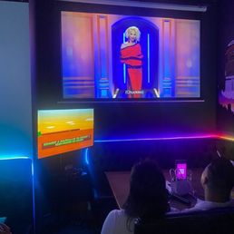 We were able to stream shows on their giant projector We were able to stream shows on their giant projector