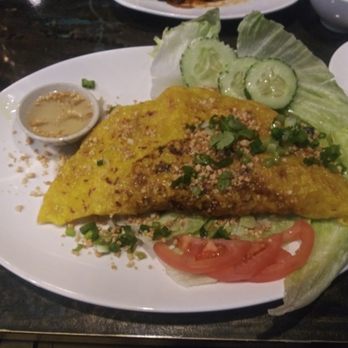 Bedford Thai - Sizzling pancake--filled with shrimp, ground pork, crab, scallion, mushroom and topped with ground peanuts! - Thai Near Me - Stamford, Connecticut Bedford Thai - Sizzling pancake--filled with shrimp, ground pork, crab, scallion, mushroom and topped with ground peanuts! - Thai Near Me - Stamford, Connecticut