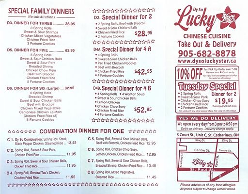 Menu photo 1 Dy So Lucky St. Catharines, ON Menu photo 1 Dy So Lucky St. Catharines, ON