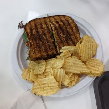 Playroom Cafe Two - Grilled chicken panini with chipotle mayo and side of chips - Venues & Event Spaces Near Me - Naperville, Illinois