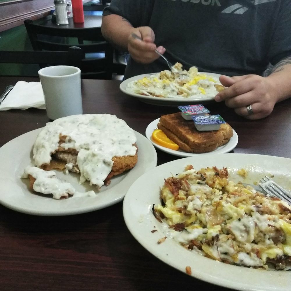 a man eating breakfast