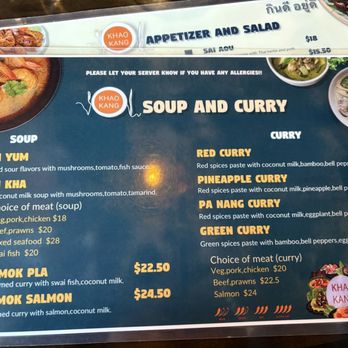 Khao Kang Thai Kitchen - Menu may 2025 - Thai Near Me - Mountain View, California
