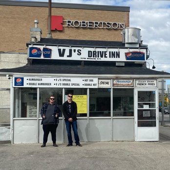 VJ's Drive-In - The burger boys posing loud and proud - Burgers Near Me - Winnipeg, Manitoba VJ's Drive-In - The burger boys posing loud and proud - Burgers Near Me - Winnipeg, Manitoba