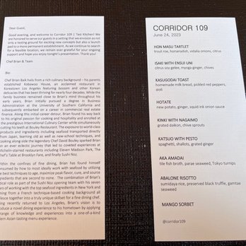 Corridor 109 - Menu - Asian Fusion Near Me - Los Angeles, California