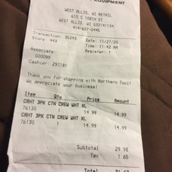 Northern Tool + Equipment - Receipt