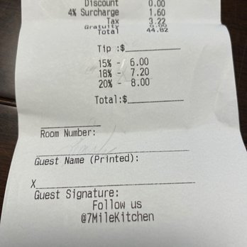 7 Mile Kitchen - Reciept - New American Near Me - Carlsbad, California