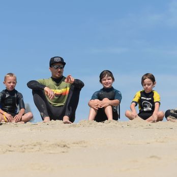 Summertime Surf School - Point Pleasant - Camp manager, Brendan, pointing out the rip current - Surfing Near Me - Point Pleasant, New Jersey