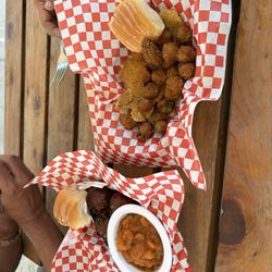 Spunkie’s Soul Food - Catfish and meatballs with okra and yams, respectively