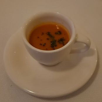 The Club Grill - Amuse bouche of gluten free tomato soup - Caribbean Near Me - Cancún, ROO The Club Grill - Amuse bouche of gluten free tomato soup - Caribbean Near Me - Cancún, ROO