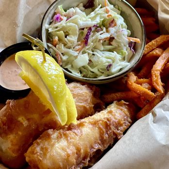 The Tradewinds Pub - Fish and chips, with substitution sweet potato fries. - Irish Pub Near Me - Reedley, California The Tradewinds Pub - Fish and chips, with substitution sweet potato fries. - Irish Pub Near Me - Reedley, California