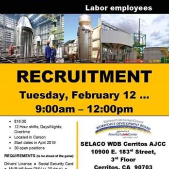 Selaco WDB - Upcoming onsite recruitment - Career Counseling Near Me - Cerritos, California Selaco WDB - Upcoming onsite recruitment - Career Counseling Near Me - Cerritos, California