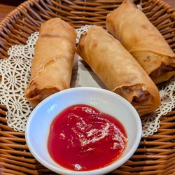 Nan Xiang Soup Dumplings - Veg Spring Roll w.Hot Sauce 3pcs/$10