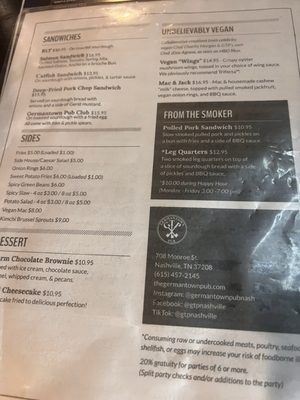 Menu photo 1 Germantown Pub Nashville, TN