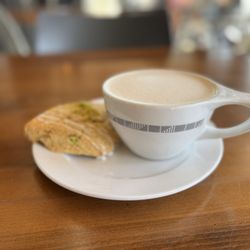 Stone Creek Coffee - A perfect London Fog with a Pistachio Cardamon Scone