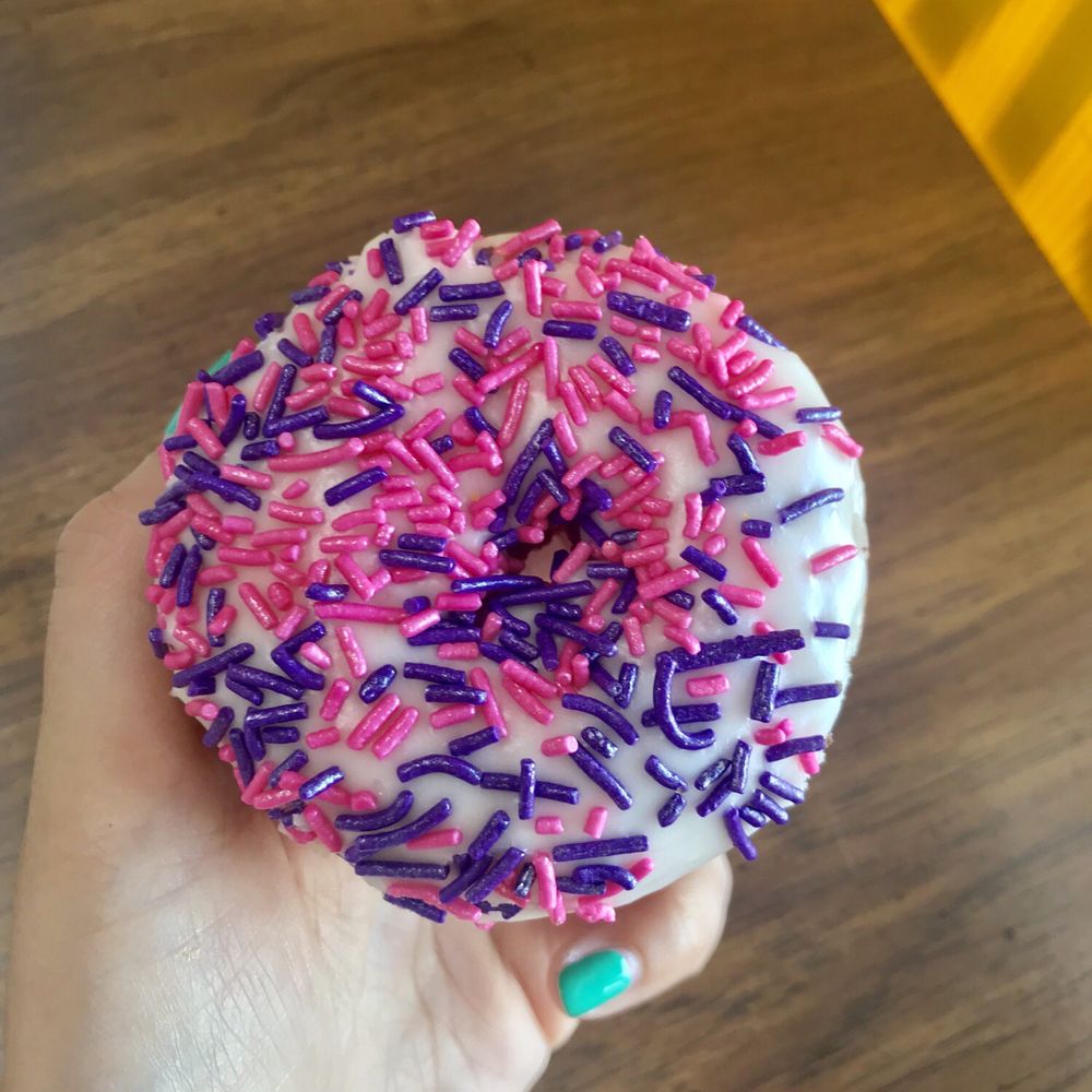Manna Donuts - Pink and purple sprinkled donut! - Donuts Near Me - Yucaipa, California Manna Donuts - Pink and purple sprinkled donut! - Donuts Near Me - Yucaipa, California