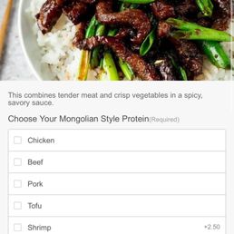 What I ordered (Mongolian chicken) What I ordered (Mongolian chicken)