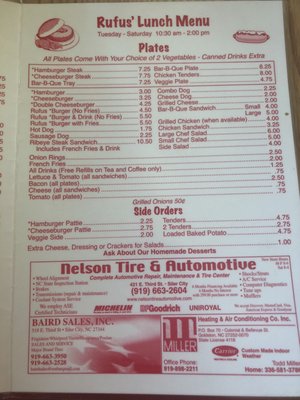 Menu photo 1 Rufus' Restaurant Goldston, NC Menu photo 1 Rufus' Restaurant Goldston, NC