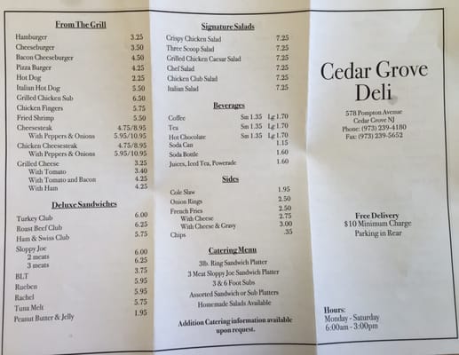 Menu photo 3 Cedar Grove Deli Cedar Grove, NJ