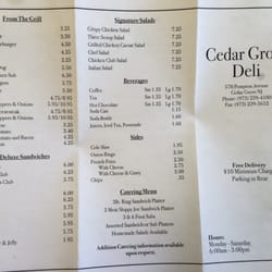 Cedar Grove Deli - Their menu as of 08/12/2015. Page 1 of 2.