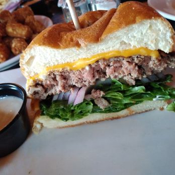 Clem’s Station - Close up Wagyu cheeseburger SO GOOD - Bars Near Me - San Diego, California