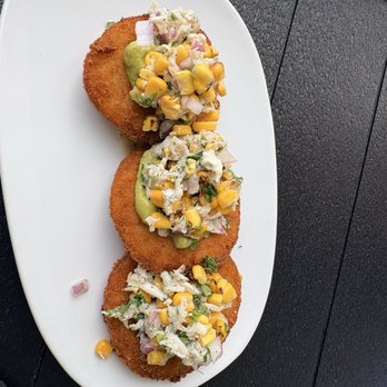 Coastal Kitchen at Bear Trap Dunes - Fried green tomatoes topped with crab meat, avocado and corn - Venues & Event Spaces Near Me - Ocean View, Delaware Coastal Kitchen at Bear Trap Dunes - Fried green tomatoes topped with crab meat, avocado and corn - Venues & Event Spaces Near Me - Ocean View, Delaware