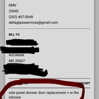 Delta Glass Services - Invoice w/their scope of work. - Glass & Mirrors Near Me