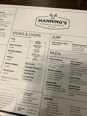 Menu photo 1 Manning’s Steaks And Spirits Littleton, CO