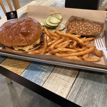 Big Hoffas - Brisket smashburger with seasoned fries & baked beans - Barbeque Near Me - Westfield, Indiana Big Hoffas - Brisket smashburger with seasoned fries & baked beans - Barbeque Near Me - Westfield, Indiana