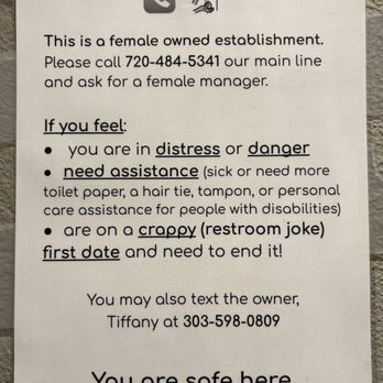 Brewability & Pizzability  - Sign in ladies room - this is a safe place to hang especially for women!! - Breweries Near Me - Englewood, Colorado