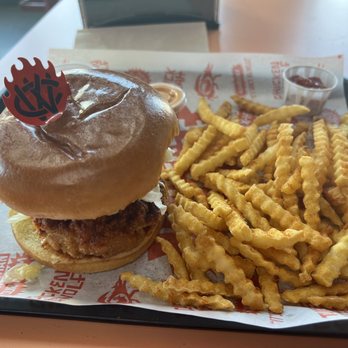 Chicken and the Wolf - Hot chicken sand w/ Fries - Sandwiches Near Me - Tulsa, Oklahoma