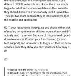 Google review/response. Google review/response.
