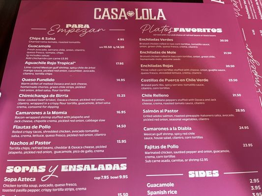 Menu photo 8 Casa Lola Sacramento, CA