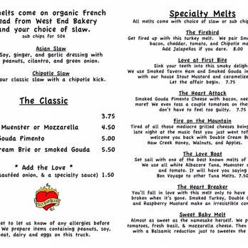 Melt Your Heart - Menu April 2017 - Sandwiches Near Me Melt Your Heart - Menu April 2017 - Sandwiches Near Me