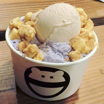 Mini Monster Cafe - Taro shaved ice with a scoop of Nutella ice-cream and cheesecake bites. - Ice Cream & Frozen Yogurt Near Me - Long Beach, California